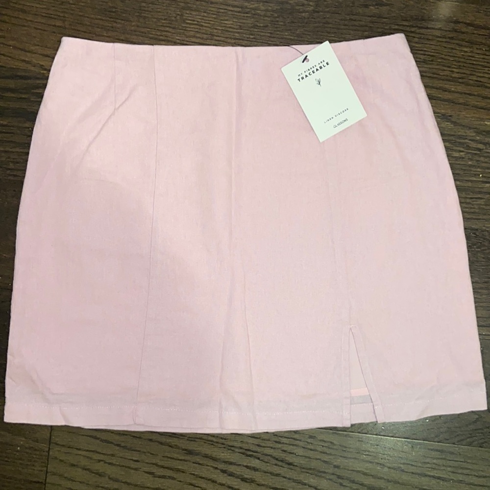 Pink Linen Mini skirt